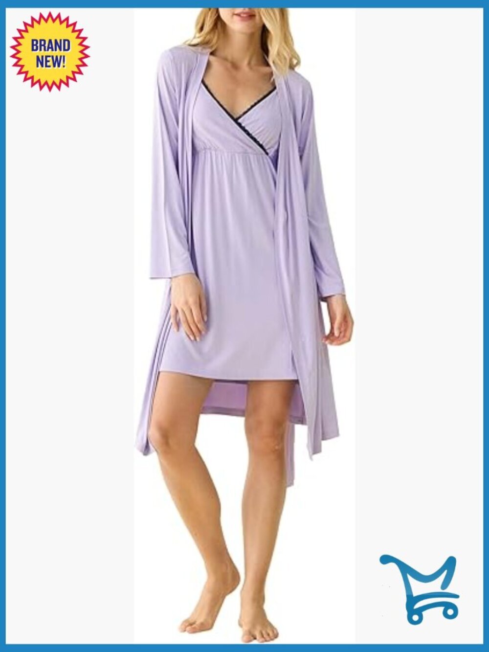 Viscose Nursing Nightgown and Robe Set Maternity Lounge Pajamas